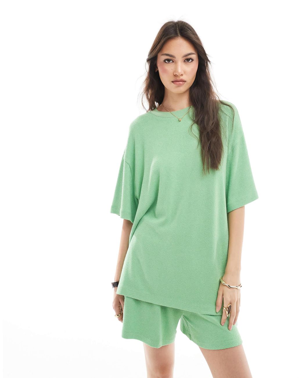 T-shirt oversize en maille texturée ASOS en coloris Green
