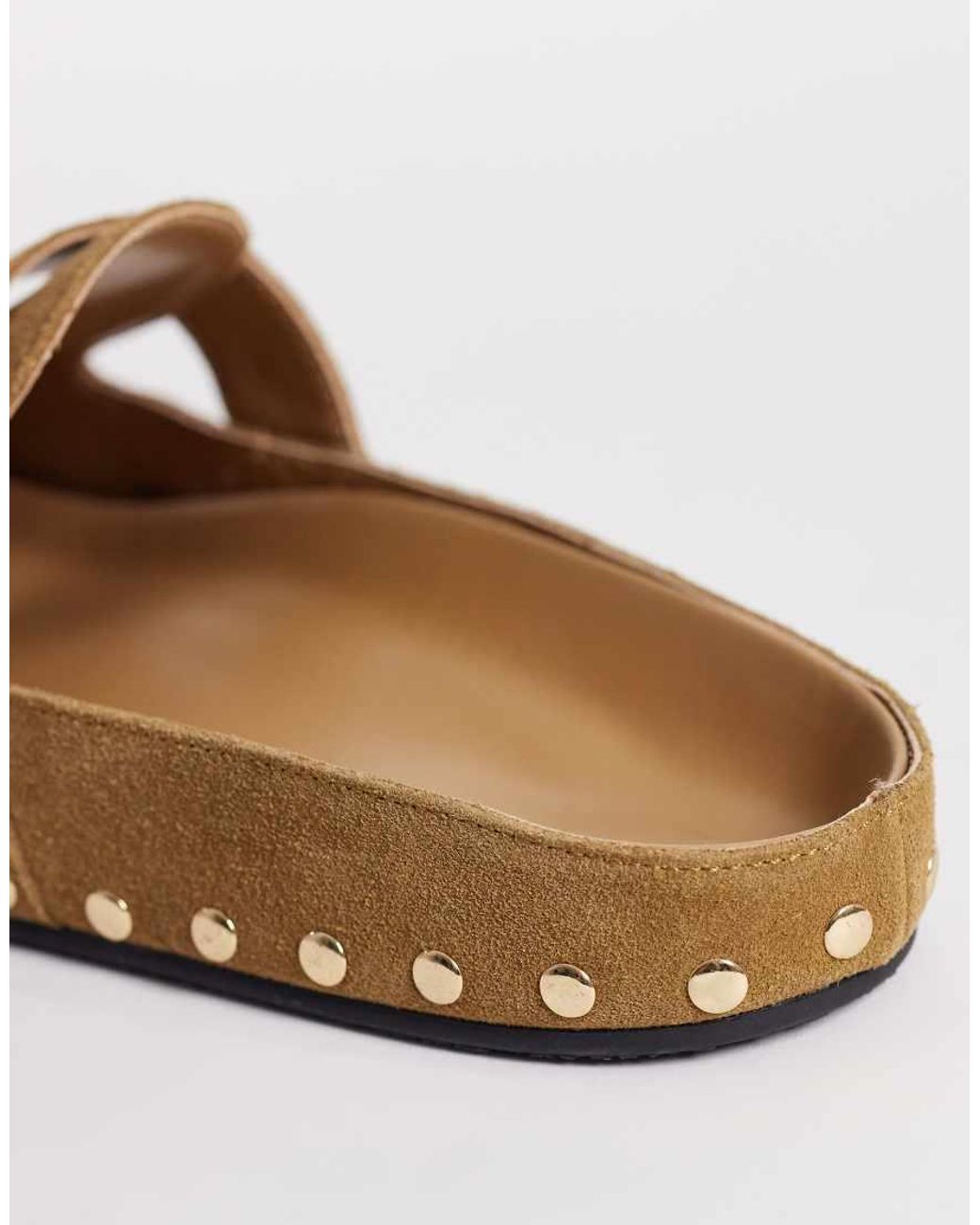 Mango White 100% Leather Clogs With Gold Buckle