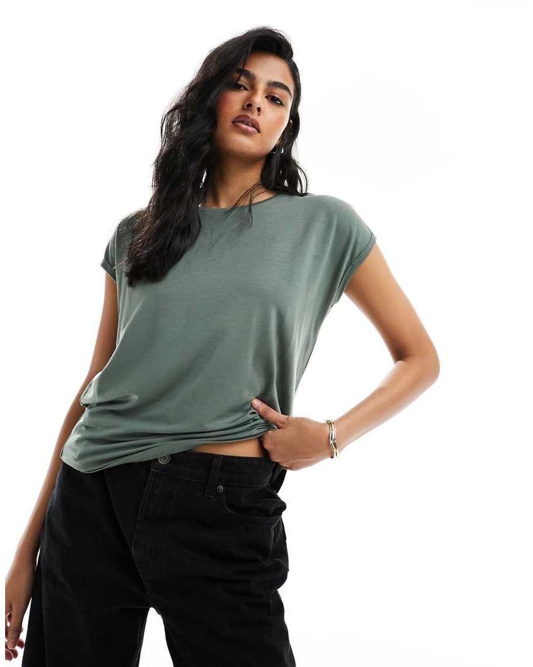 Vero Moda Green Round Neck T-shirt