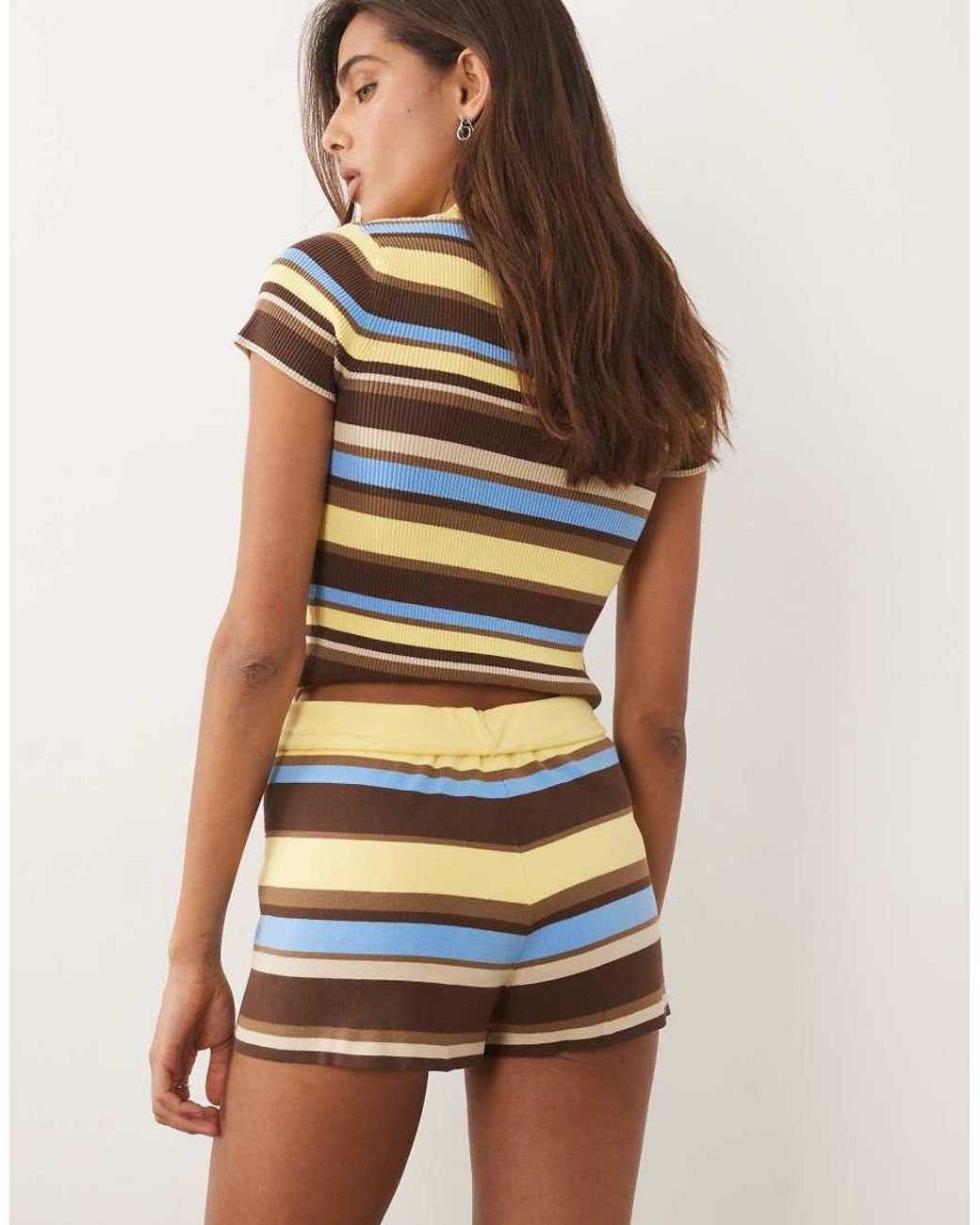 Mango Multicolor Raquel Knitted Mini Short Co-ord