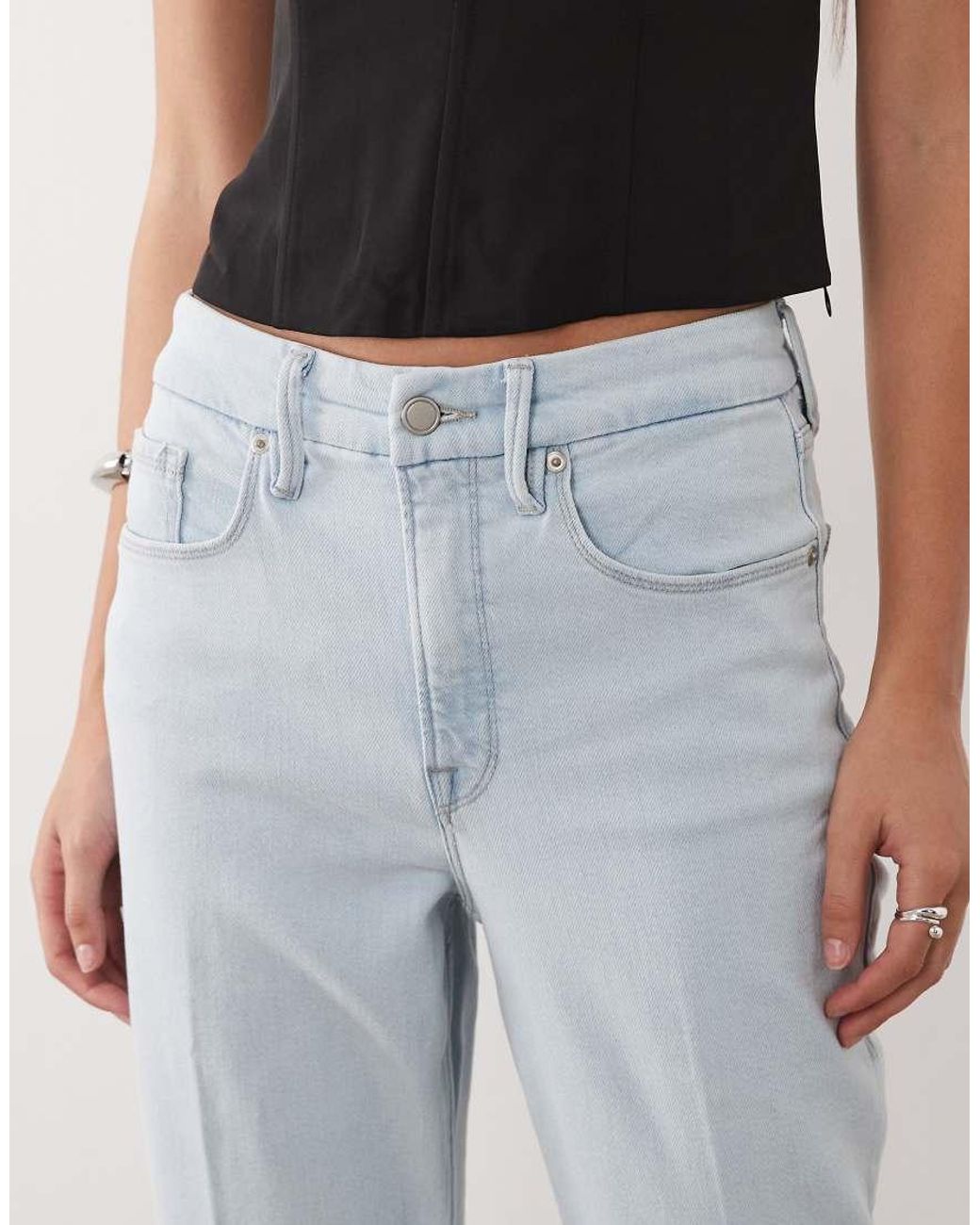 GOOD AMERICAN Blue Good Icon High Waisted Straight Leg Jeans