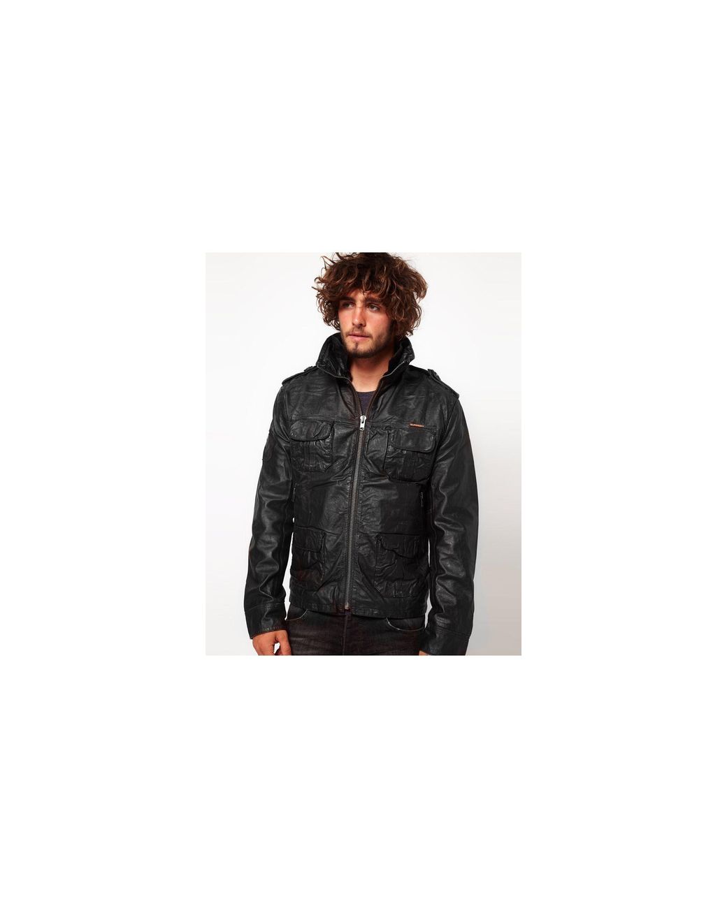 Superdry Brad Leather Jacket in Black for Men Lyst