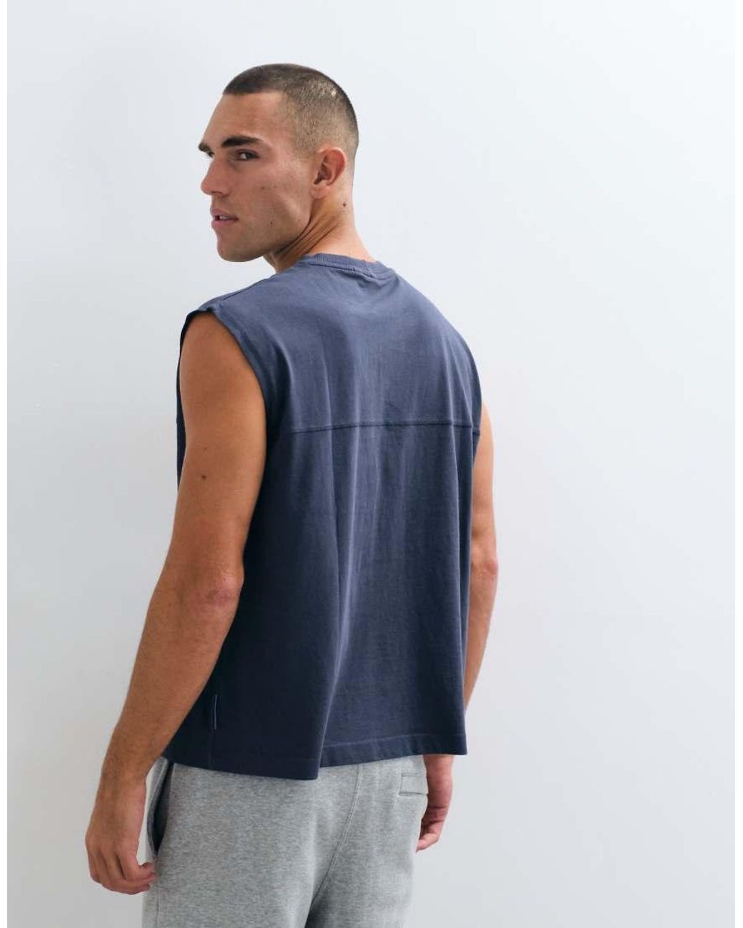 Collusion Blue Jersey Tank Top for men