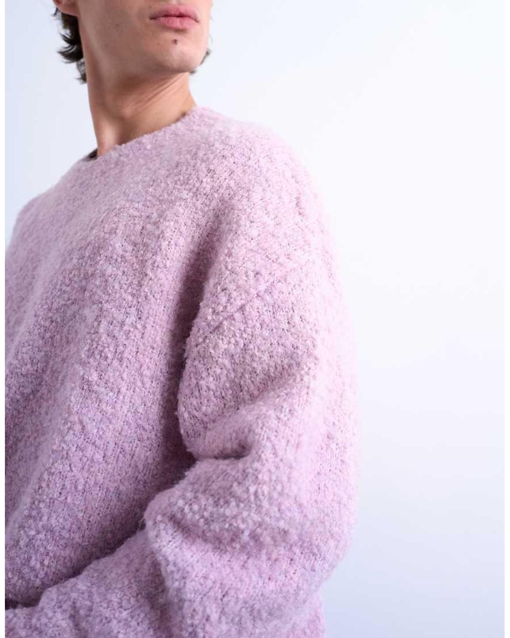 Topman Purple Relaxed Fit Boucle Sweater for men