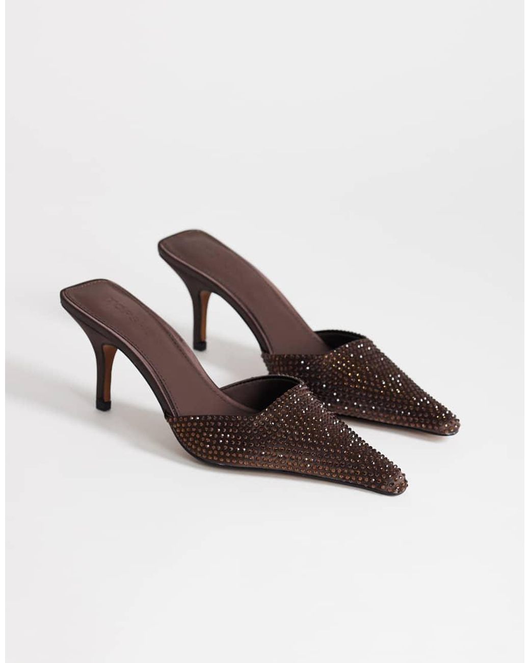 TOPSHOP Brown Avery Embellished Mule Mid Court