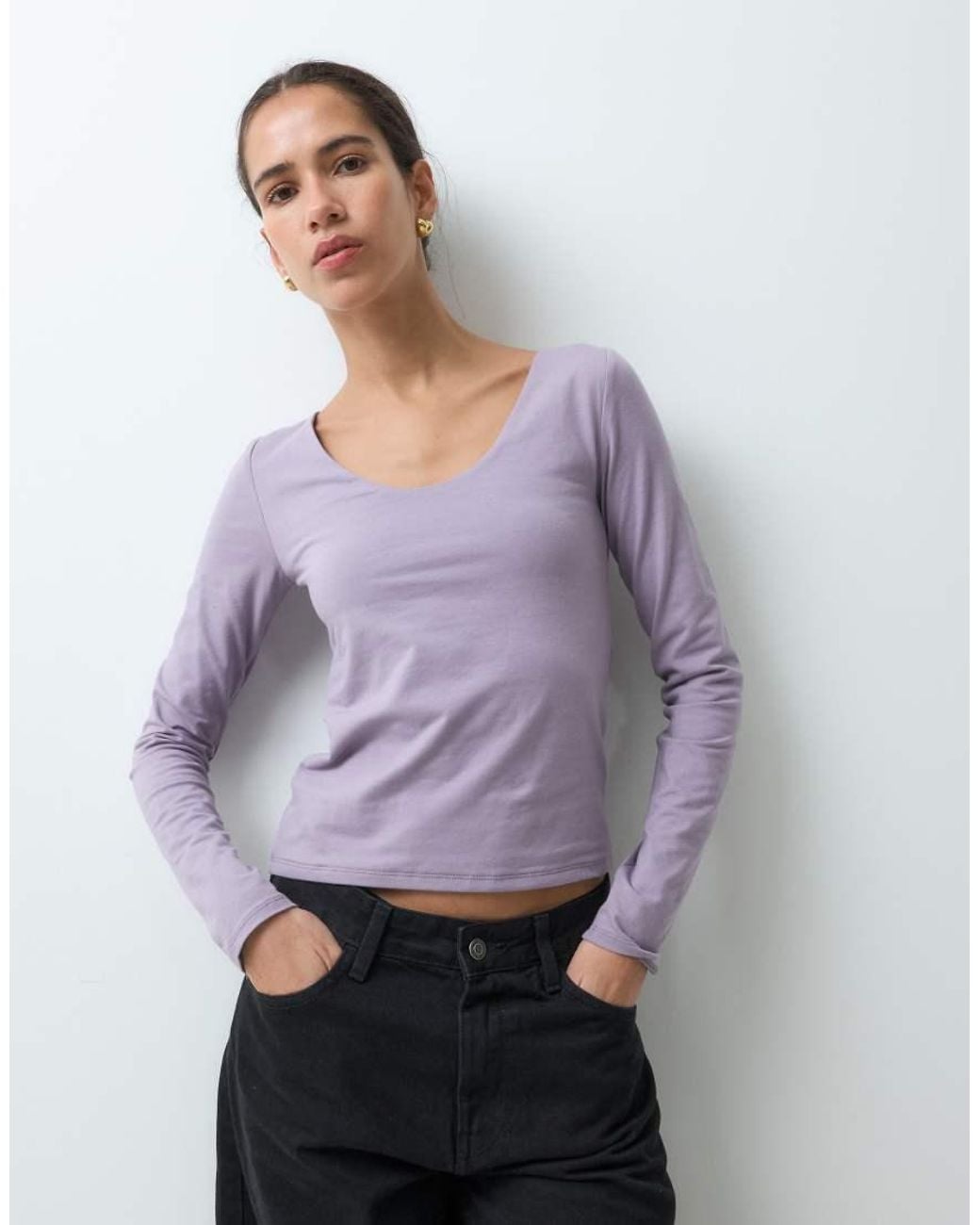 Gap Purple Long Sleeve Close Knit Top