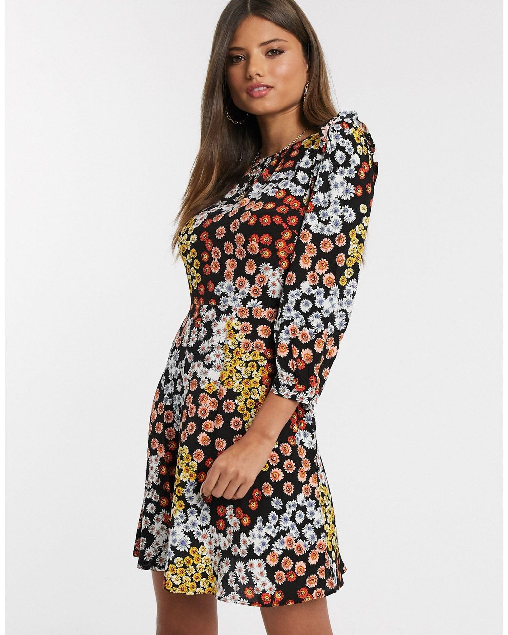 warehouse midi dress in yellow paisley print