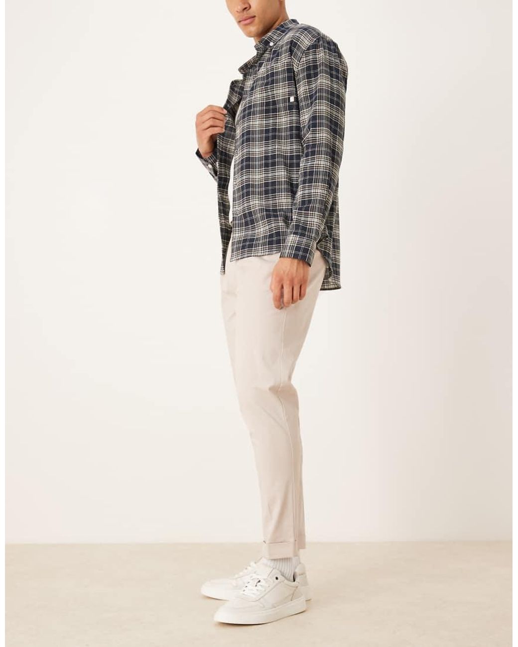 ASOS Natural Tailored Cotton Rich Tapered Chino Pants for men