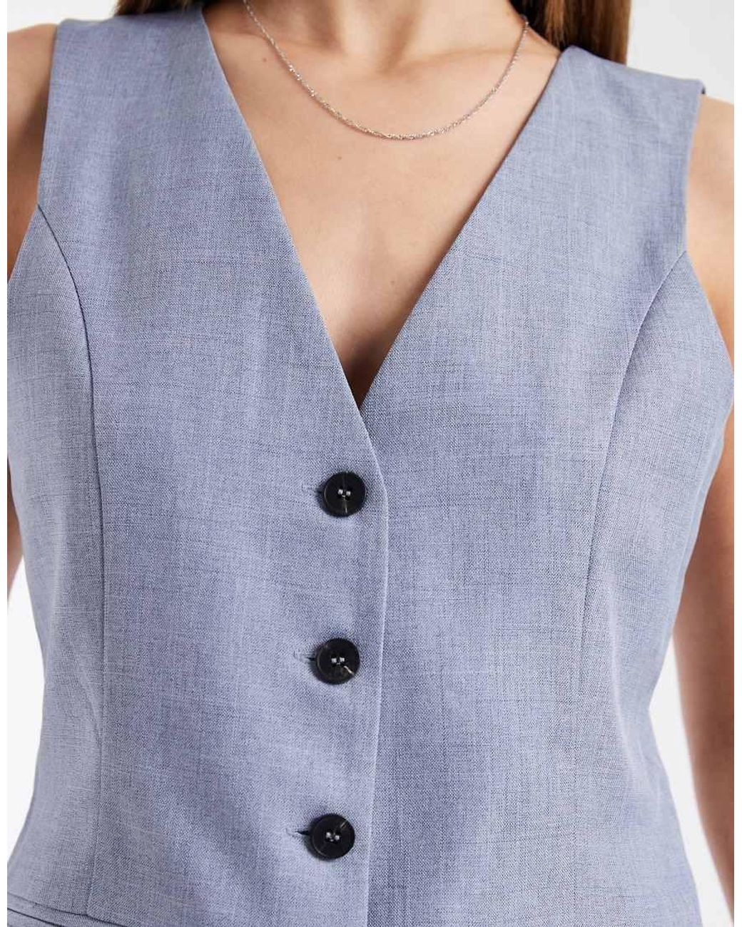 ONLY Blue Fitted Waistcoat Co-ord