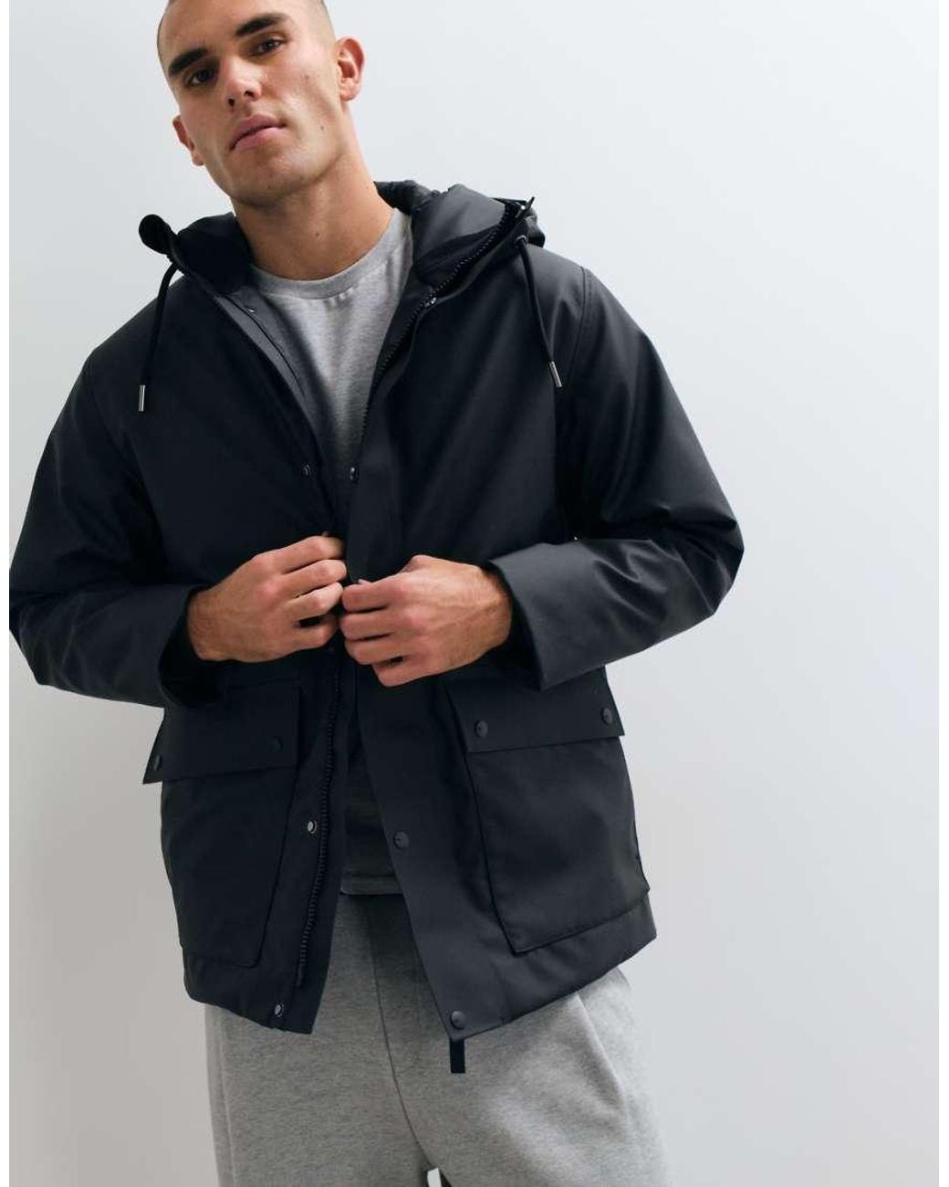 Rains Black 21450 Nome Waterproof Flat Padded Insulated Parka Jacket for men