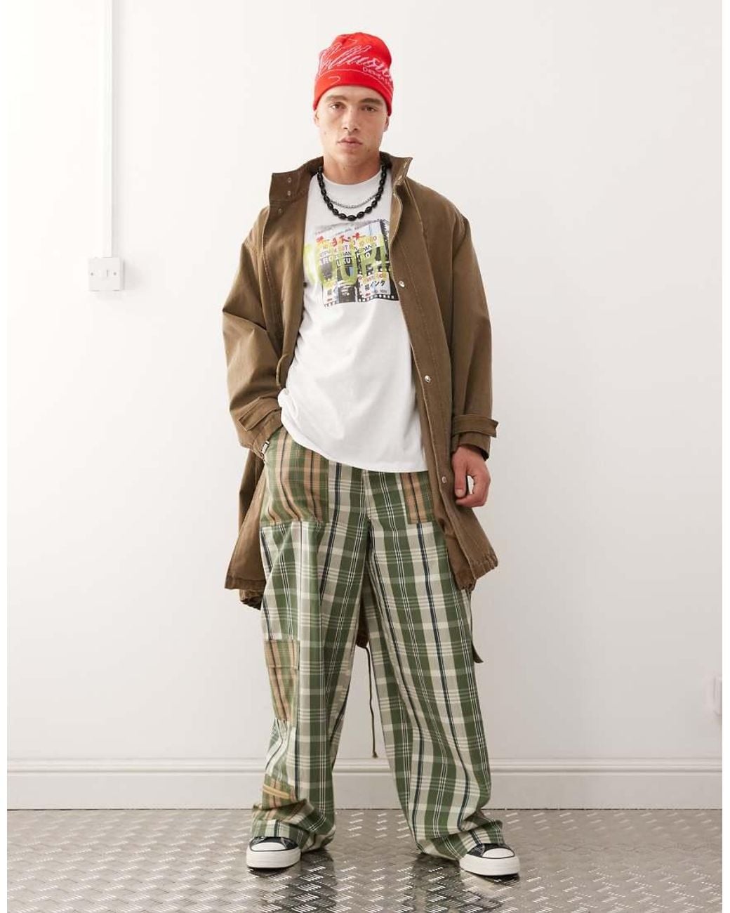 Collusion Green baggy Cargo Pants for men