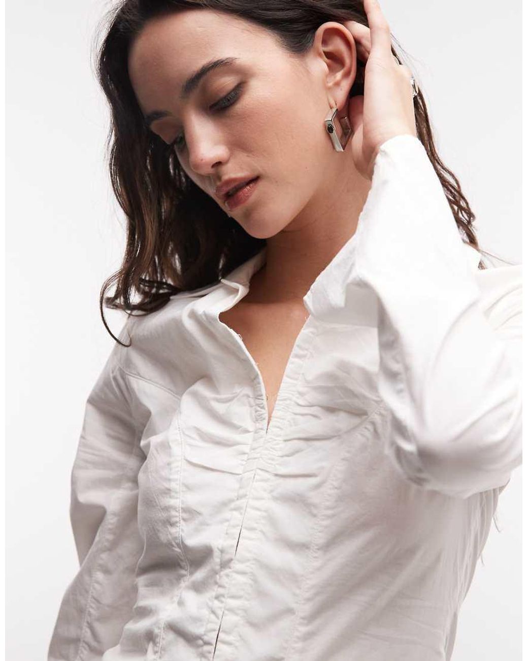 Weekday White Hook And Eye Shirt With Contour Seams