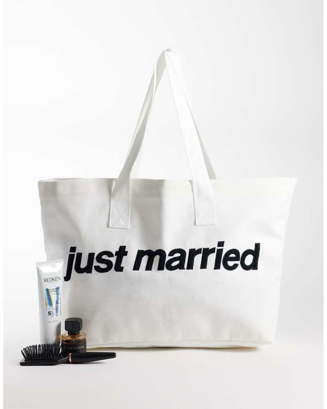 Six Stories Natural 'Just Married' Cotton Rich Tote Bag