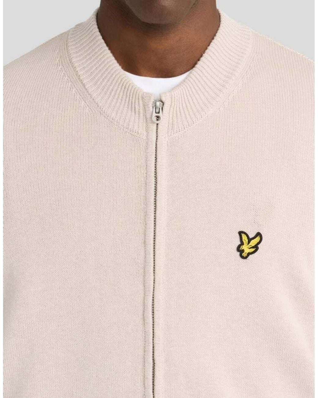 Lyle & Scott Natural Mid Knits Relaxed Cotton Merino Full Zip Jumper for men