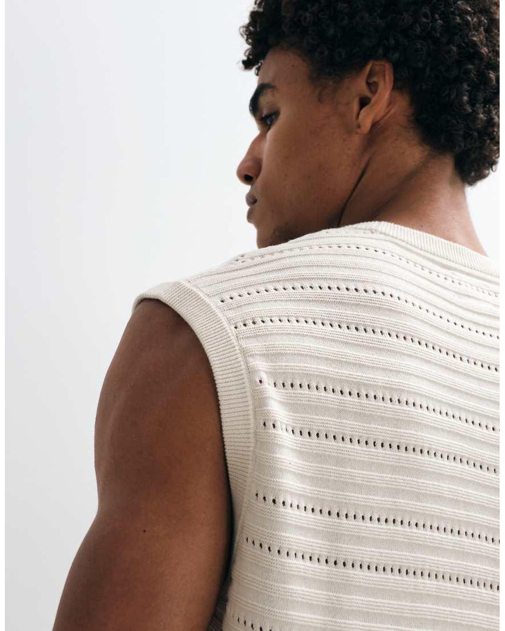 ASOS Multicolor Knitted Relaxed Textured Ribbed Singlet for men