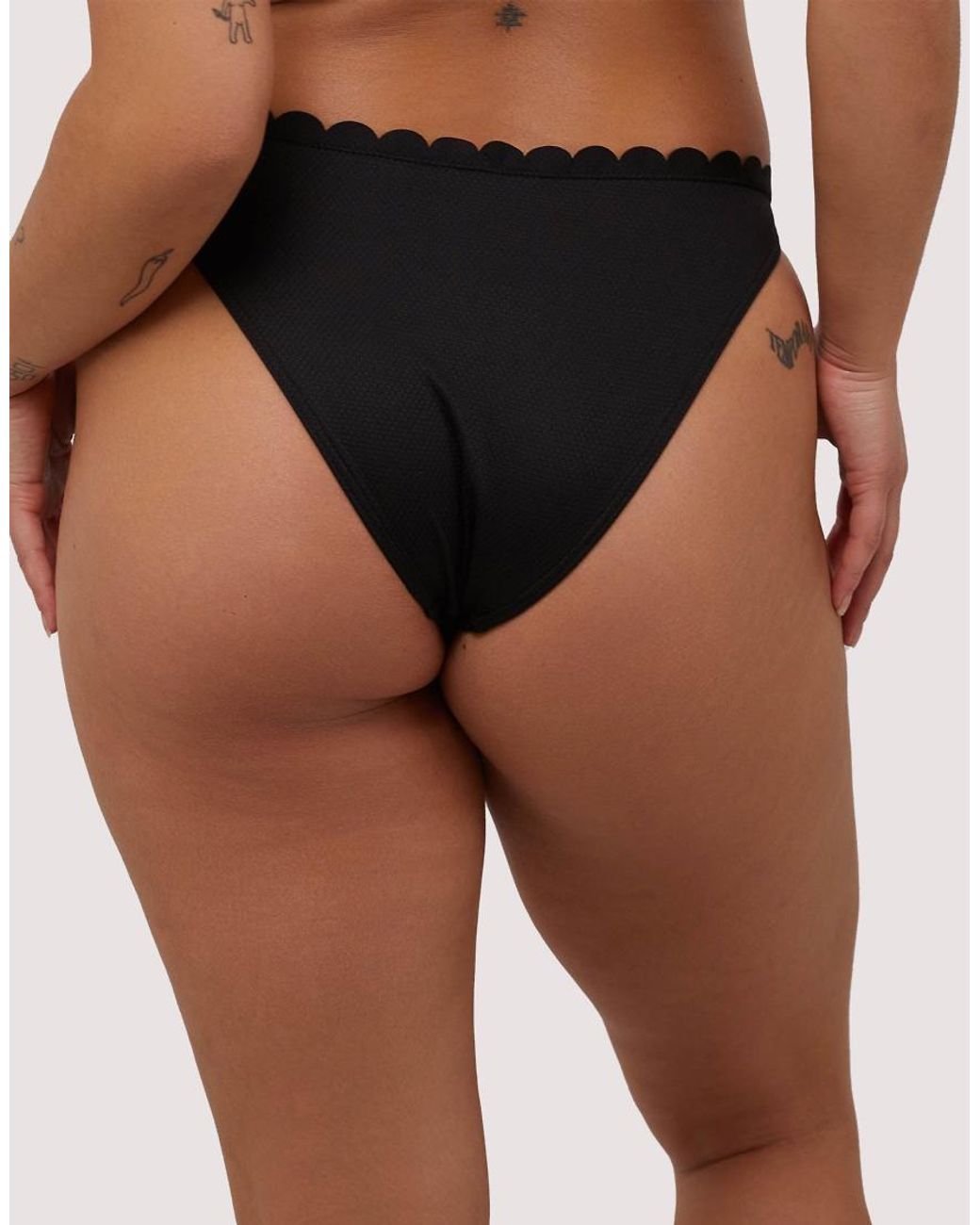 Peek & Beau Black Exclusive Mix And Match Scallop High Leg Bikini Bottom