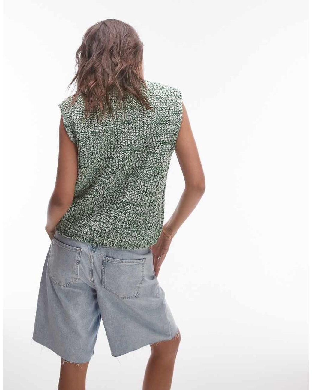 TOPSHOP Knitted V neck Multi Chenille Vest in Blue Lyst UK