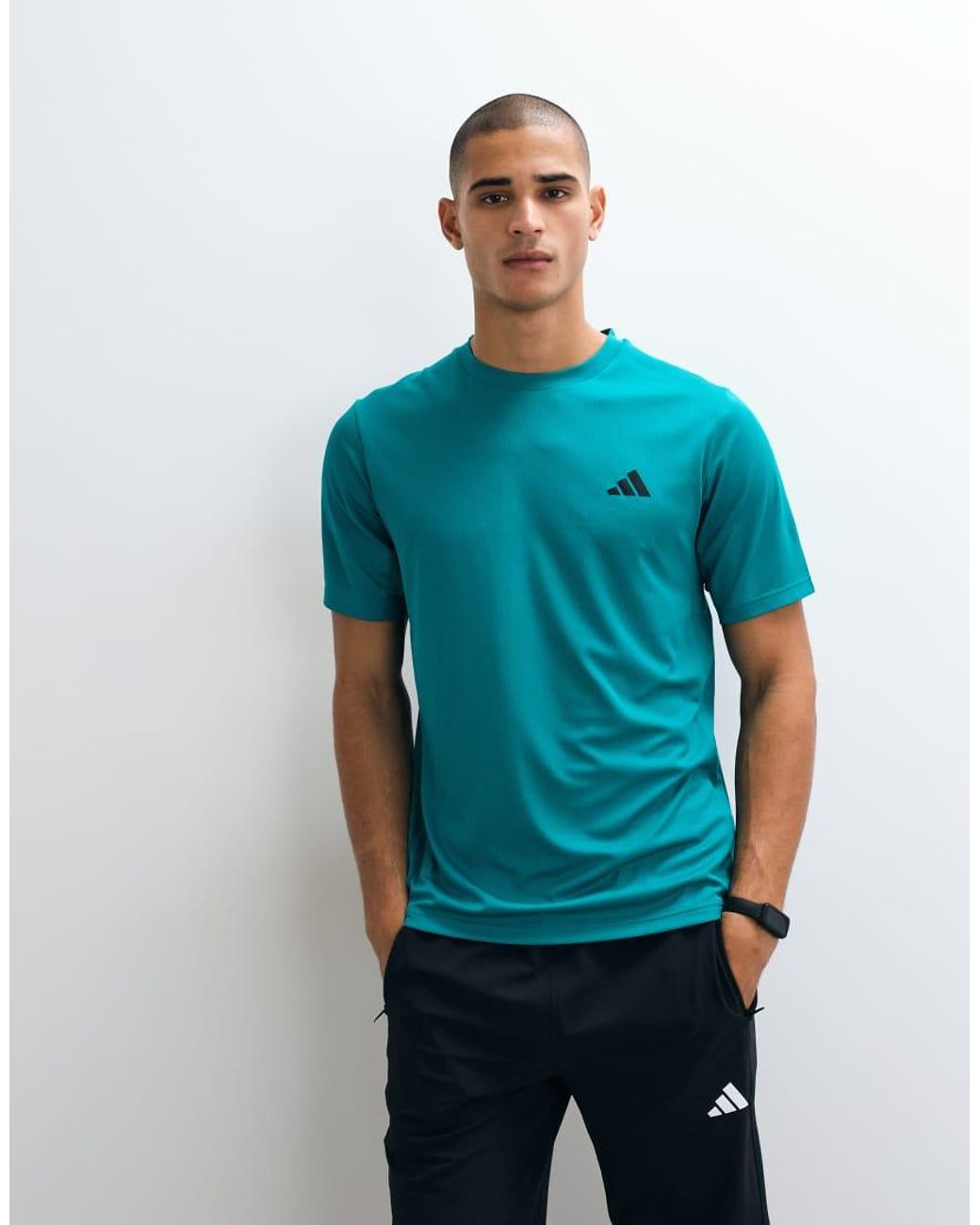 Adidas Originals Blue Adidas Training Workout Essentials Base Tee for men