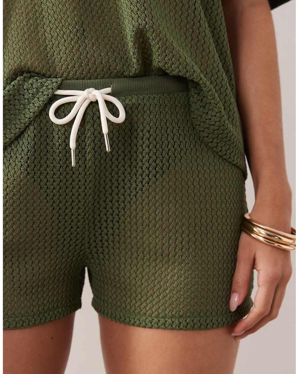 Kaiia Green Exclusive Crochet Oversized Shorts