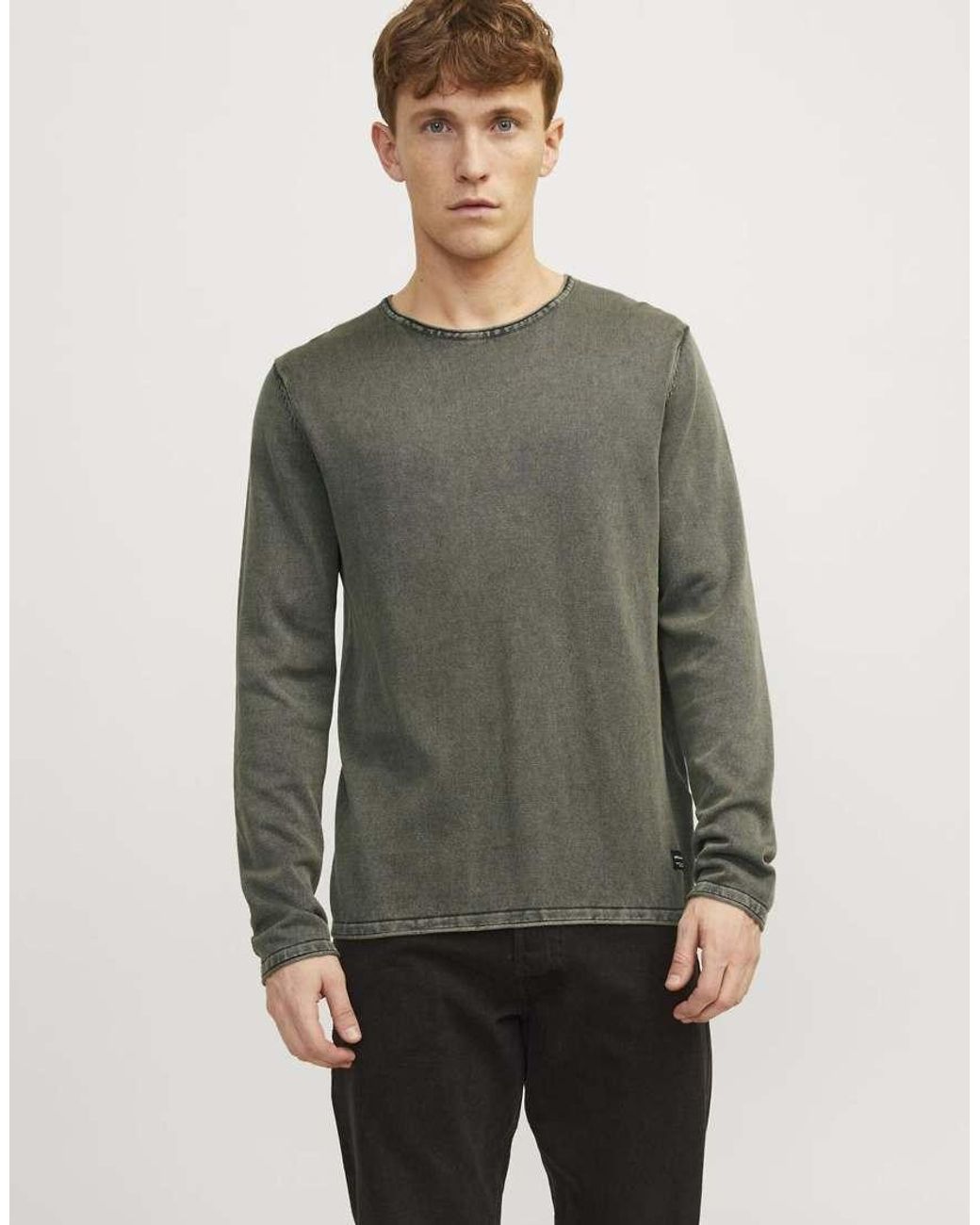 Jack & Jones Leo Gebreide Trui Met Ronde Hals in het Gray voor heren
