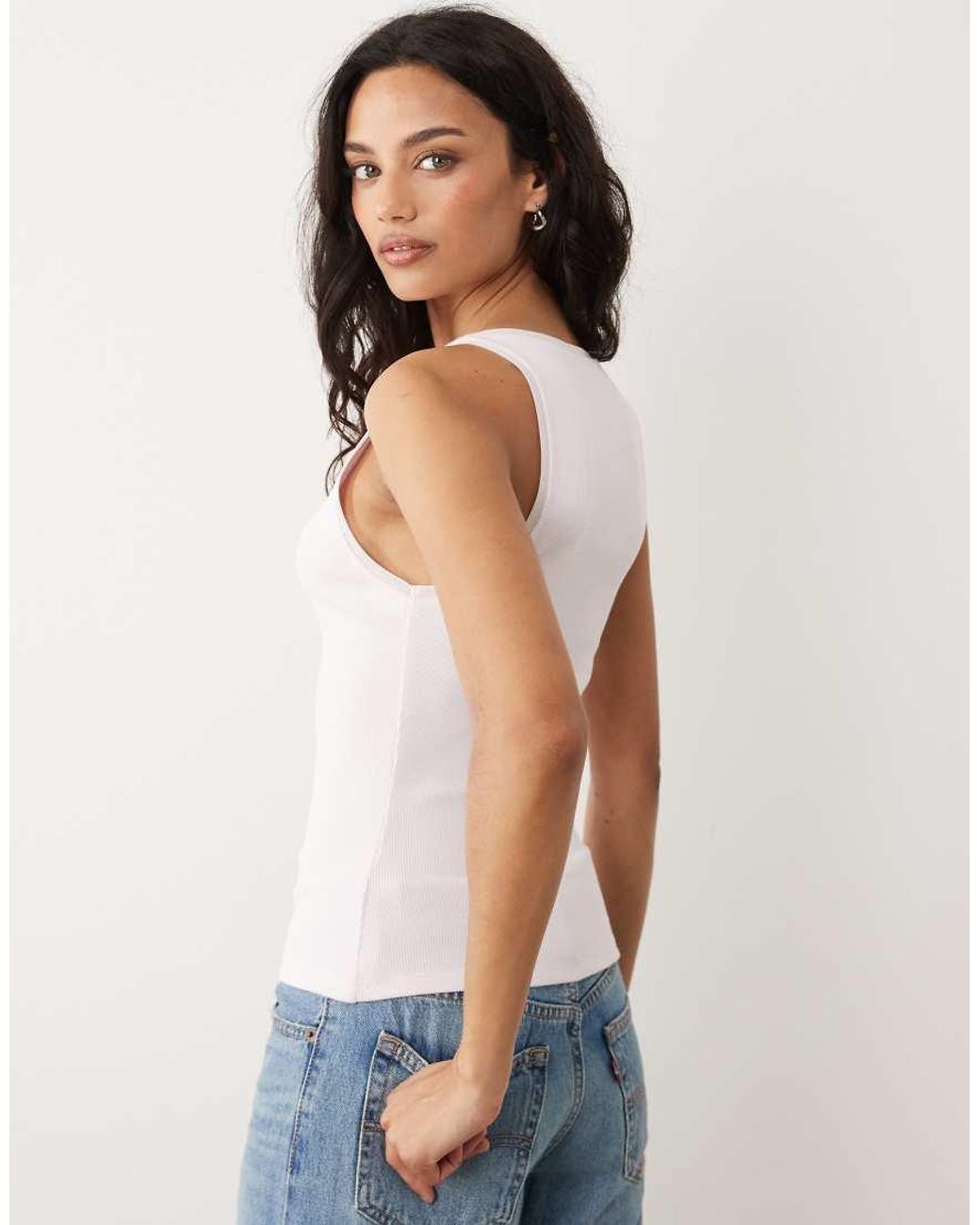 Mango Blue Cotton Rich Scoop Neck Vest