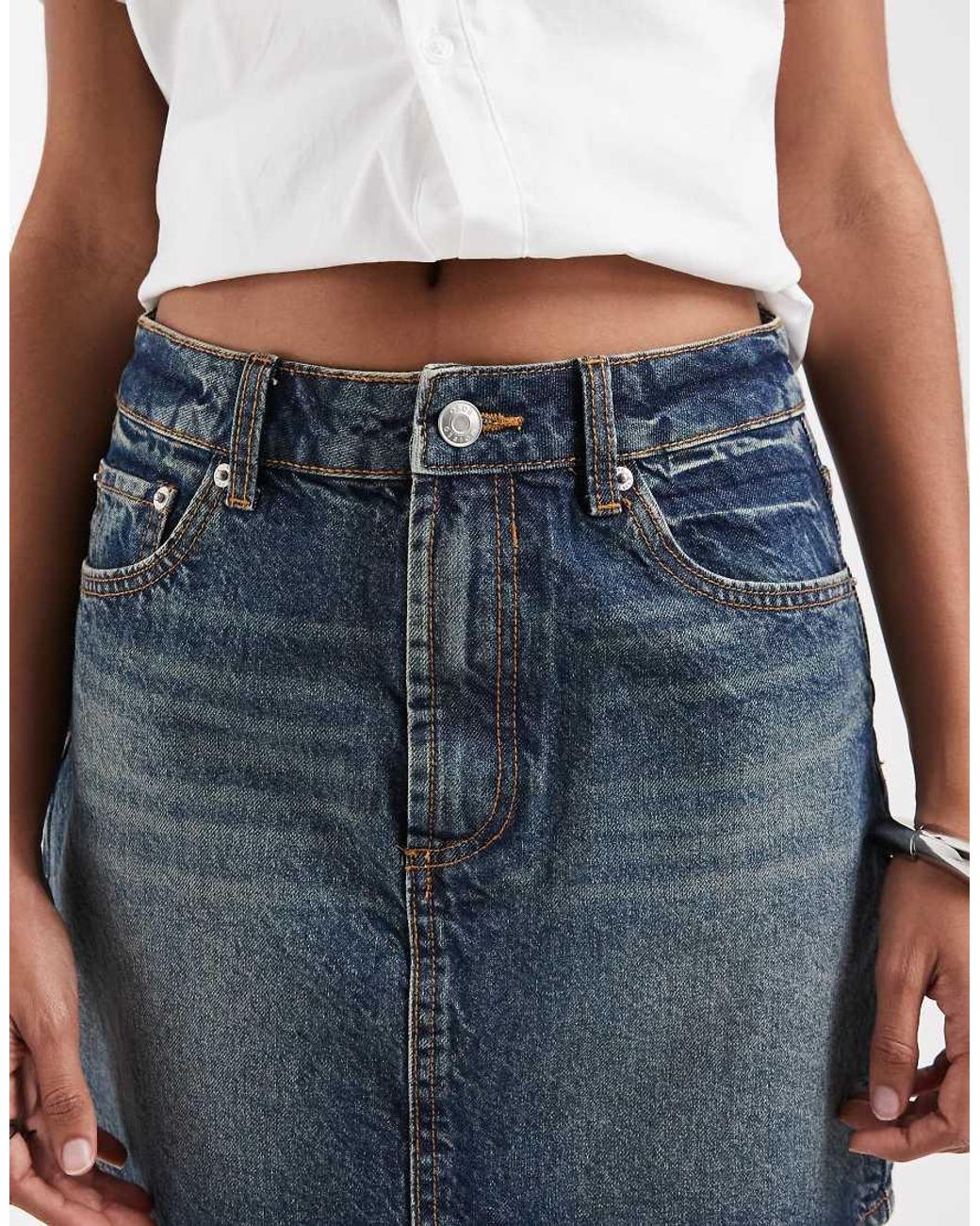ASOS Blue Denim High Waisted Mini Skirt