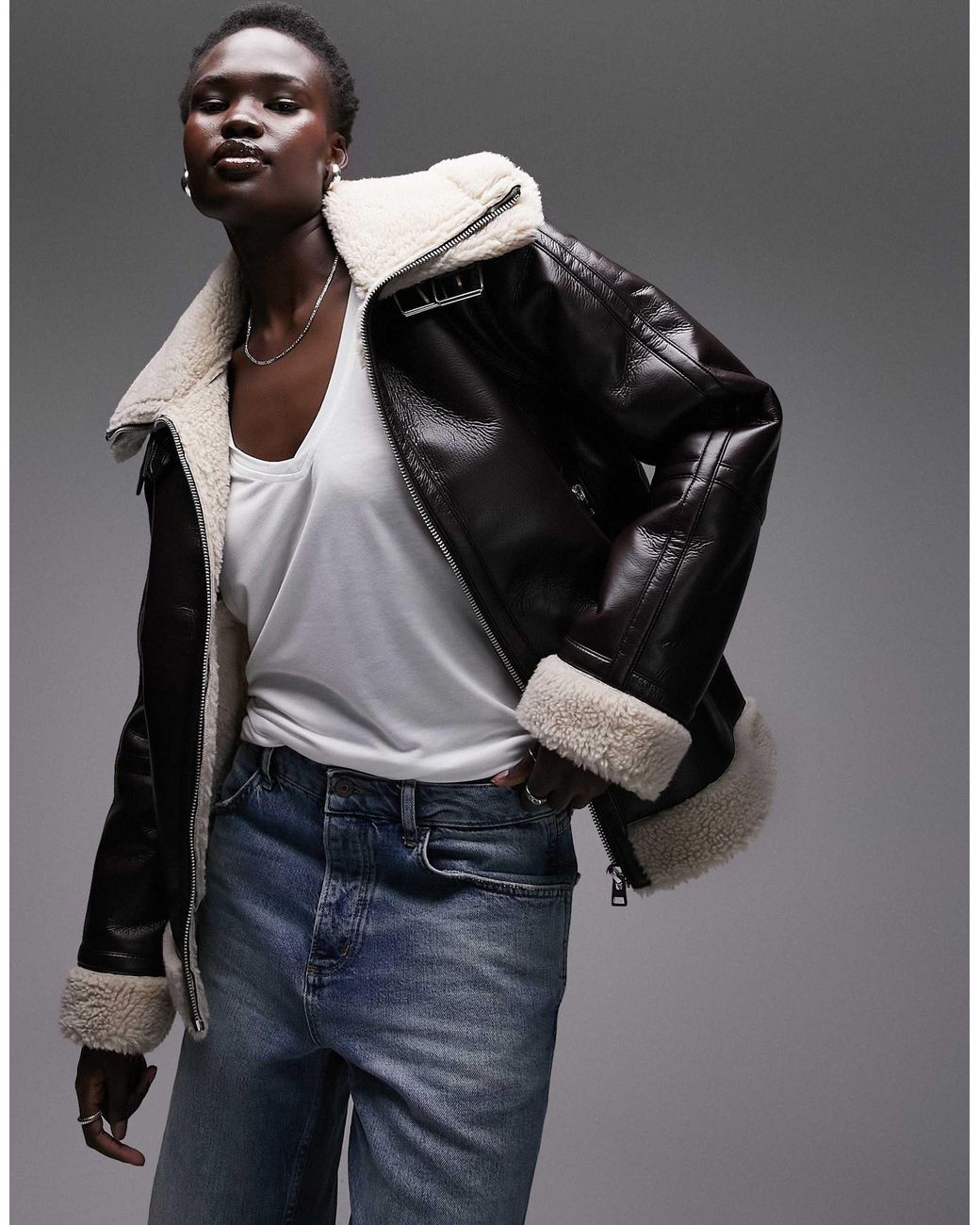 Oversized aviator jacket hot sale