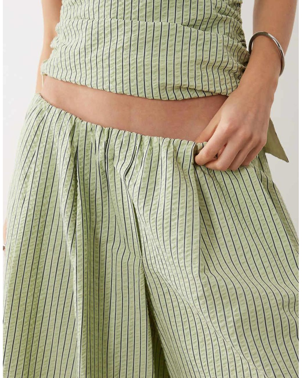 ASOS Green Seersucker Pull On Culottes
