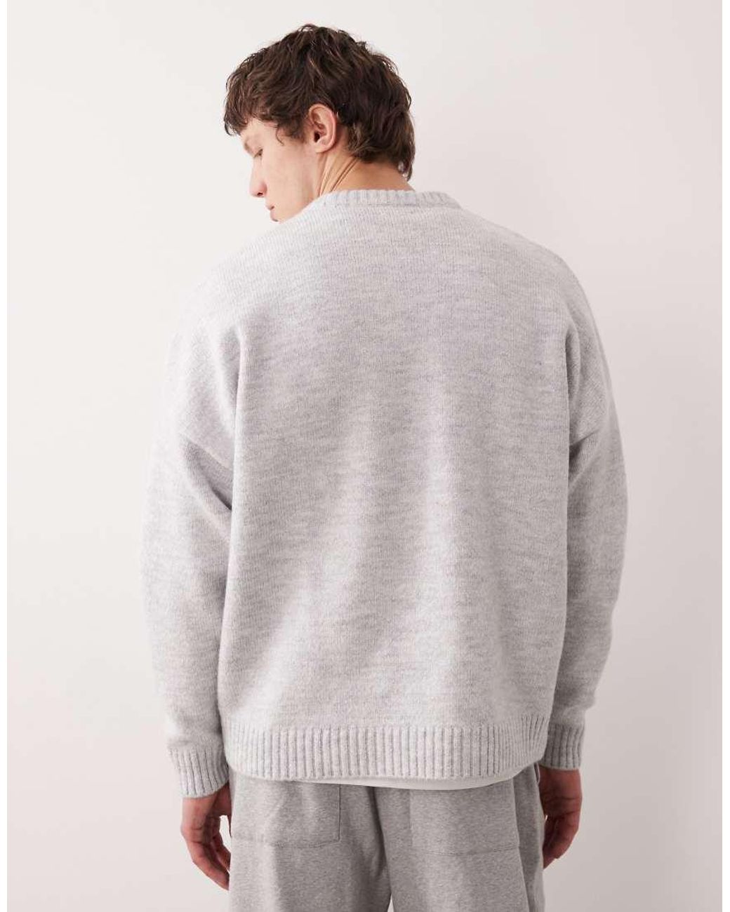 ASOS Gray Super Oversized Boxy Fit Knitted Jumper for men