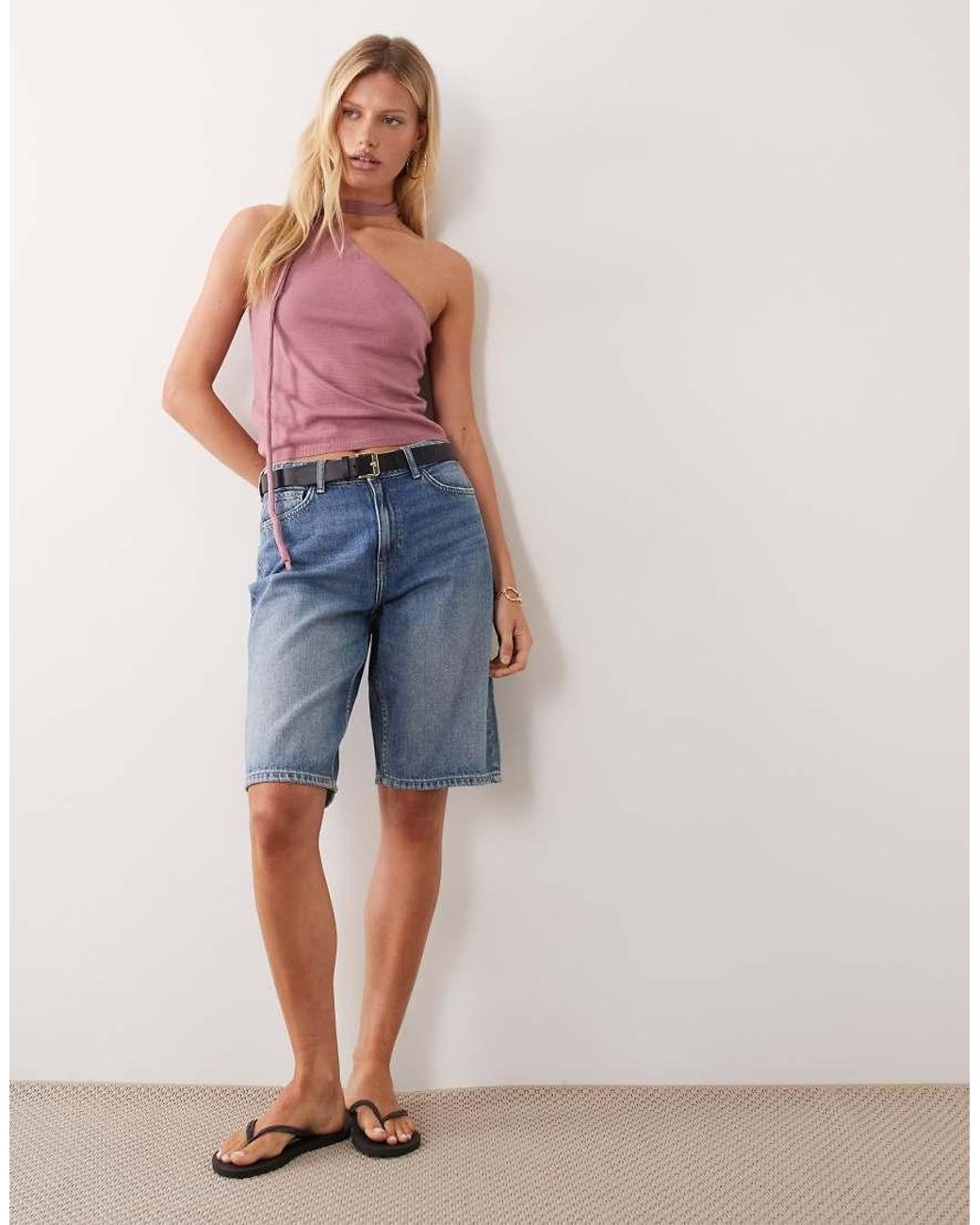 Mango Blue Teen Scarf Detail Sleeveless Top