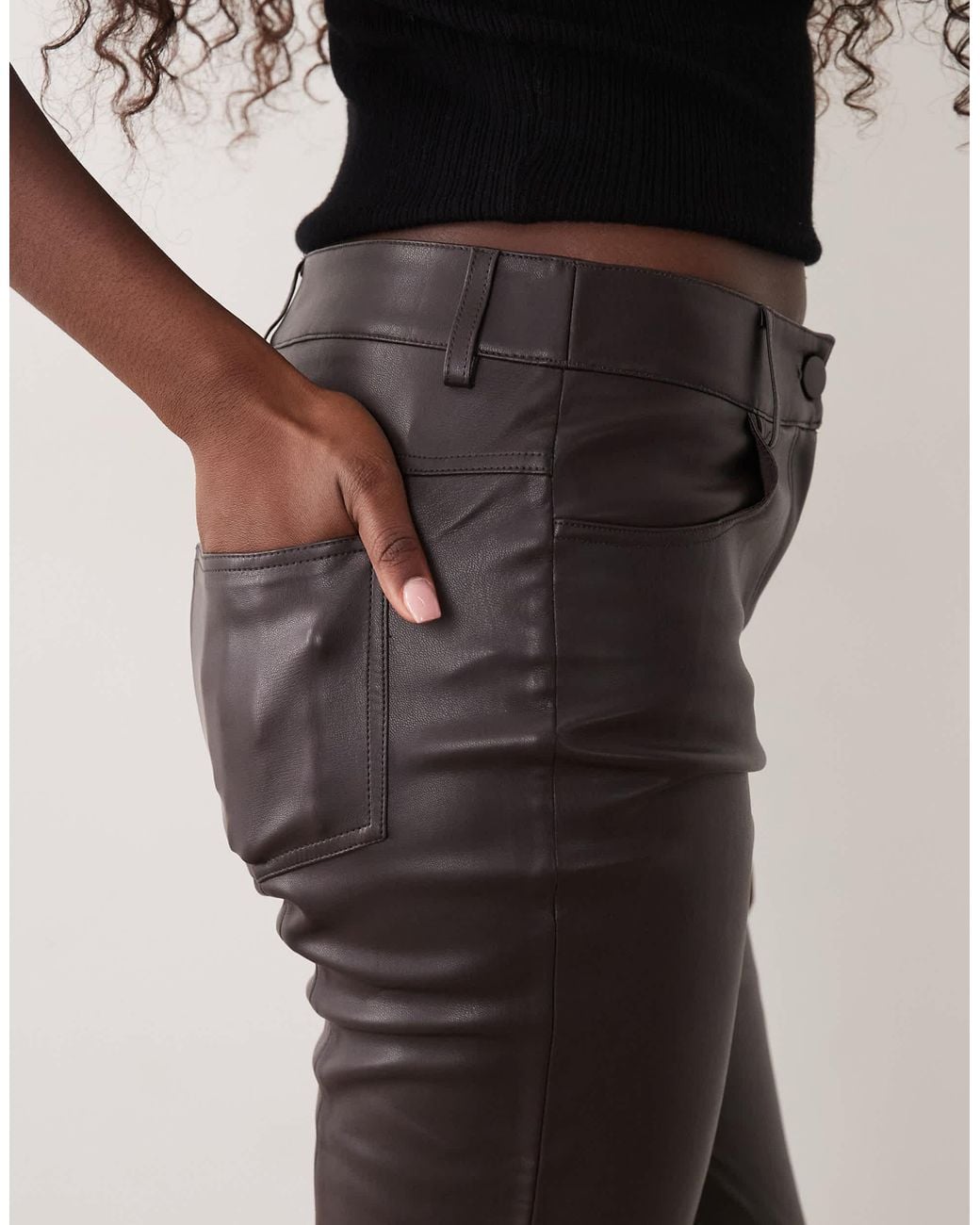 Mango Brown Flared Faux Leather Trouser