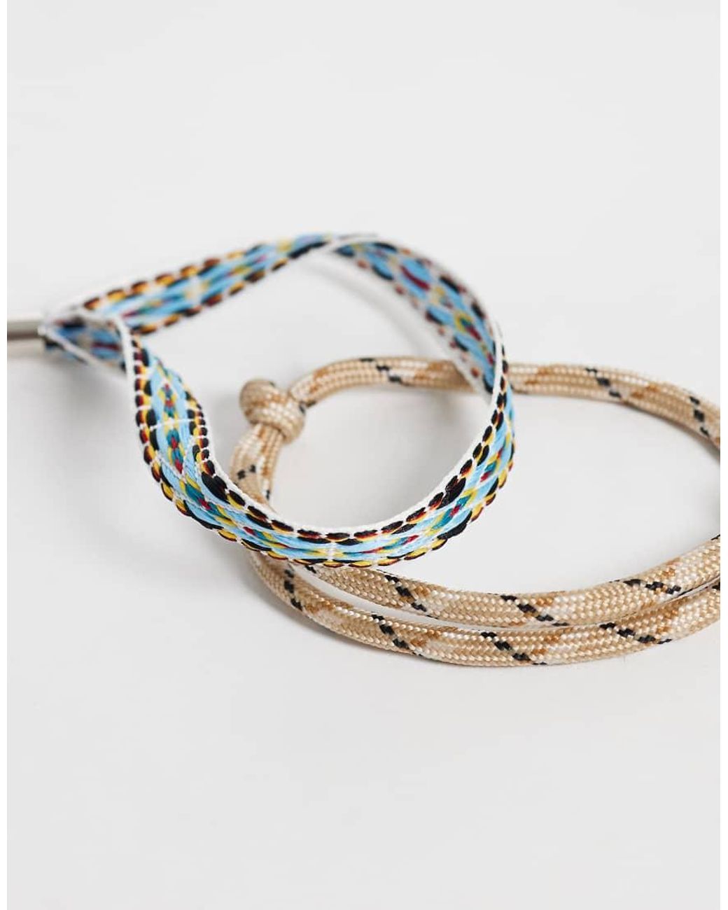 ASOS White 4 Pack Mixed Media Woven Strap And Beaded Bracelet for men
