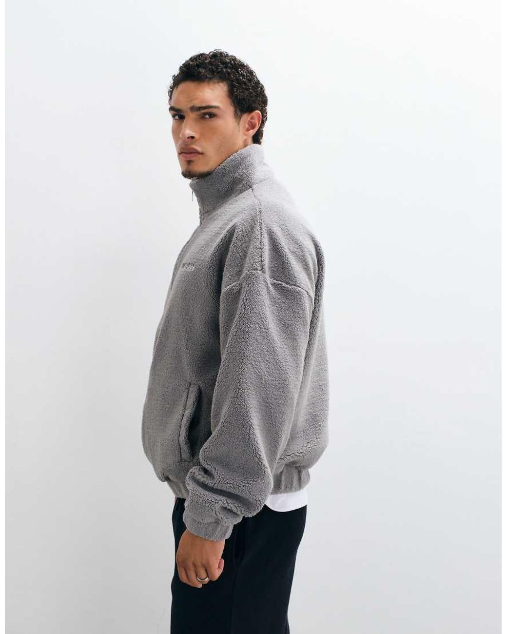 PEGADOR Gray Alto Teddy Zip Up Fleece Jacket for men