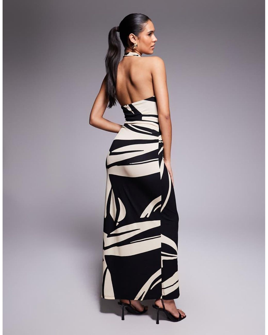 Forever New Blue Slinky High Cowl Halter Neck Maxi Dress