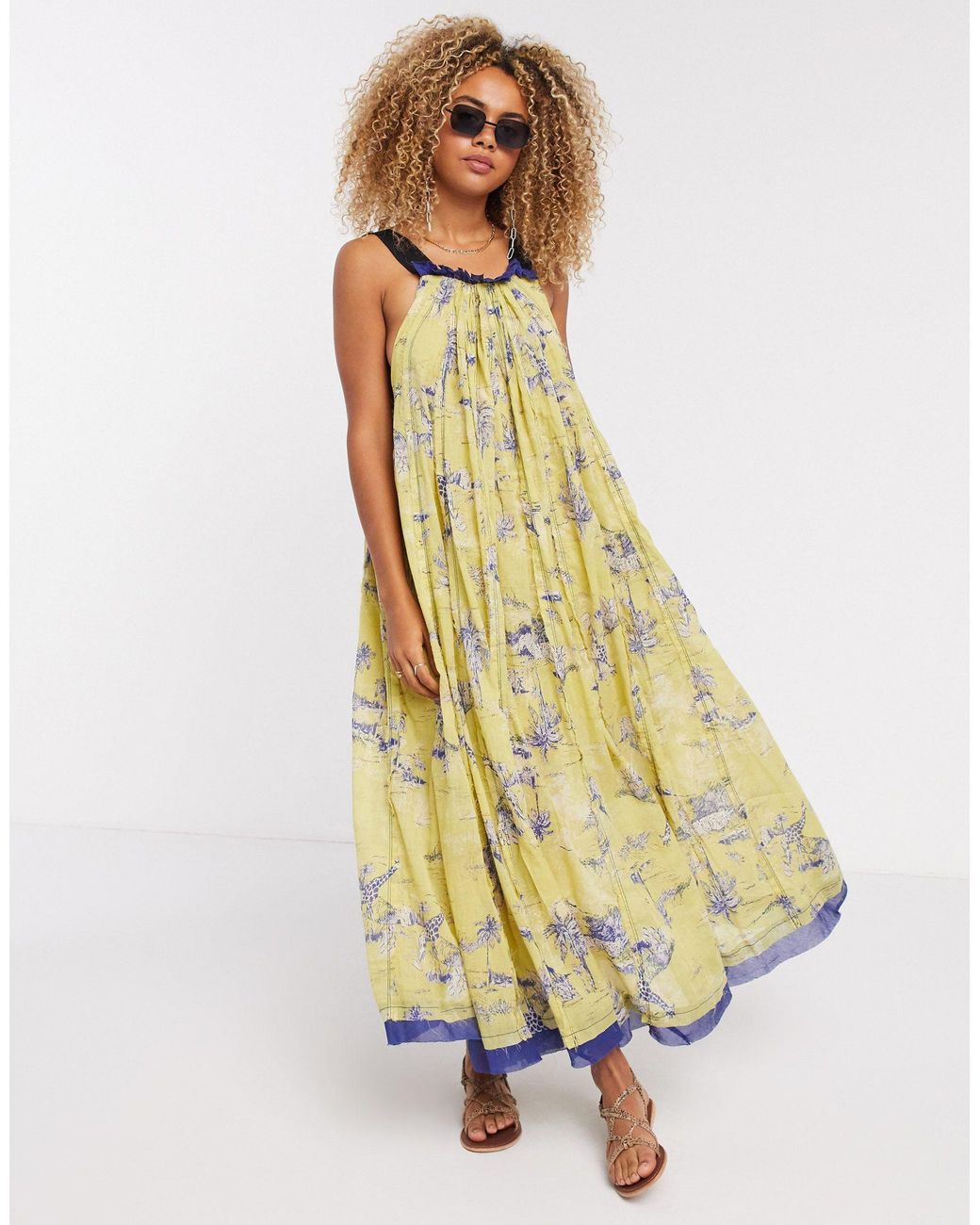 Free People Tropical Toile Maxi Dress in Yellow | Lyst