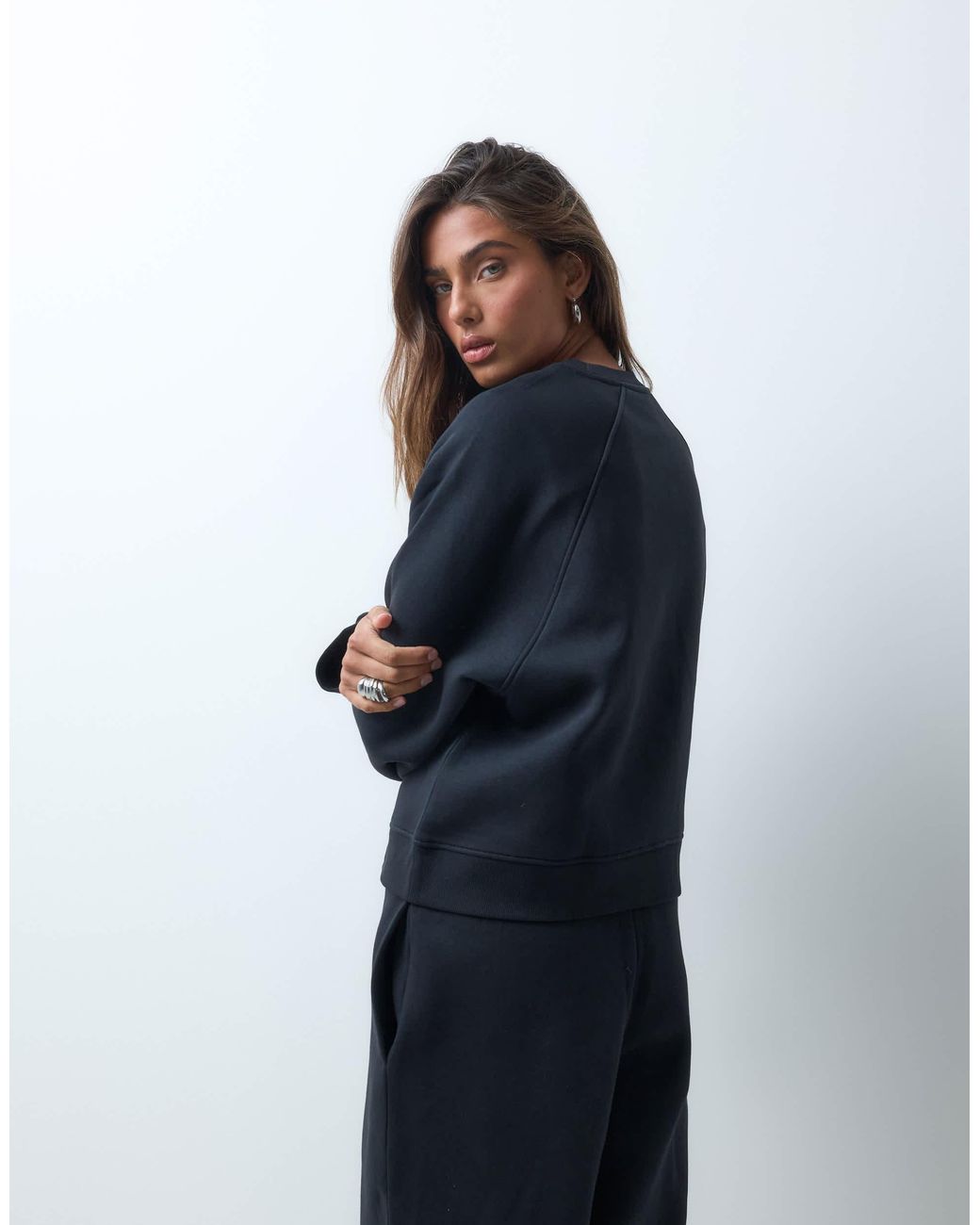 ASOS Blue Regular Raglan Brushback Sweatshirt