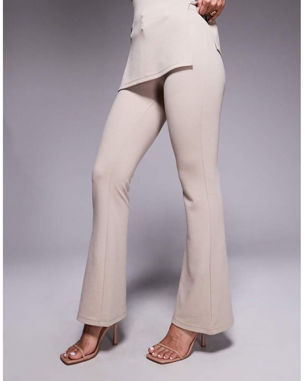ASOS Natural Co-ord Jersey Twill Slim Flare Trouser