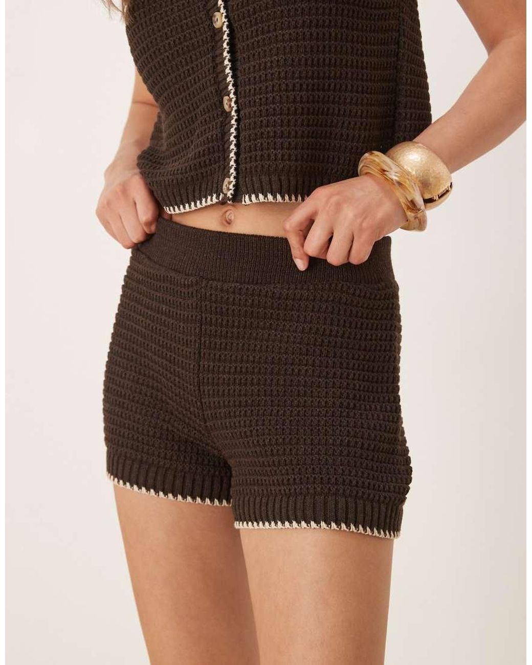 ASOS Natural Mock Crochet Knit Shorts