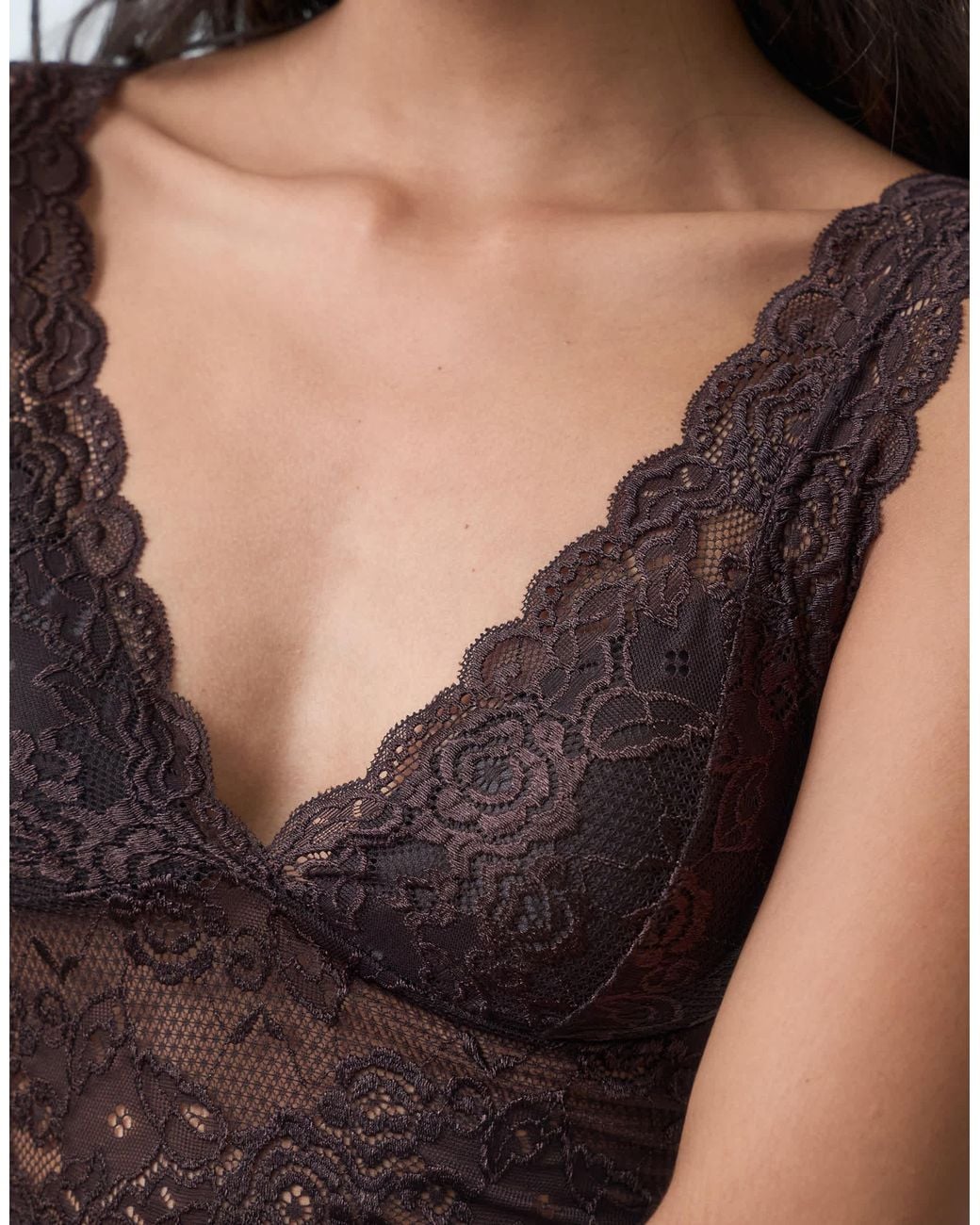 ONLY Blue Deep V Lace Bralette