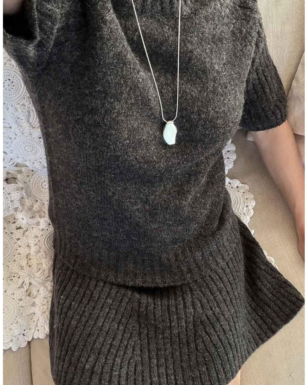 NA-KD Black Wool Blend Knitted Mini Skirt
