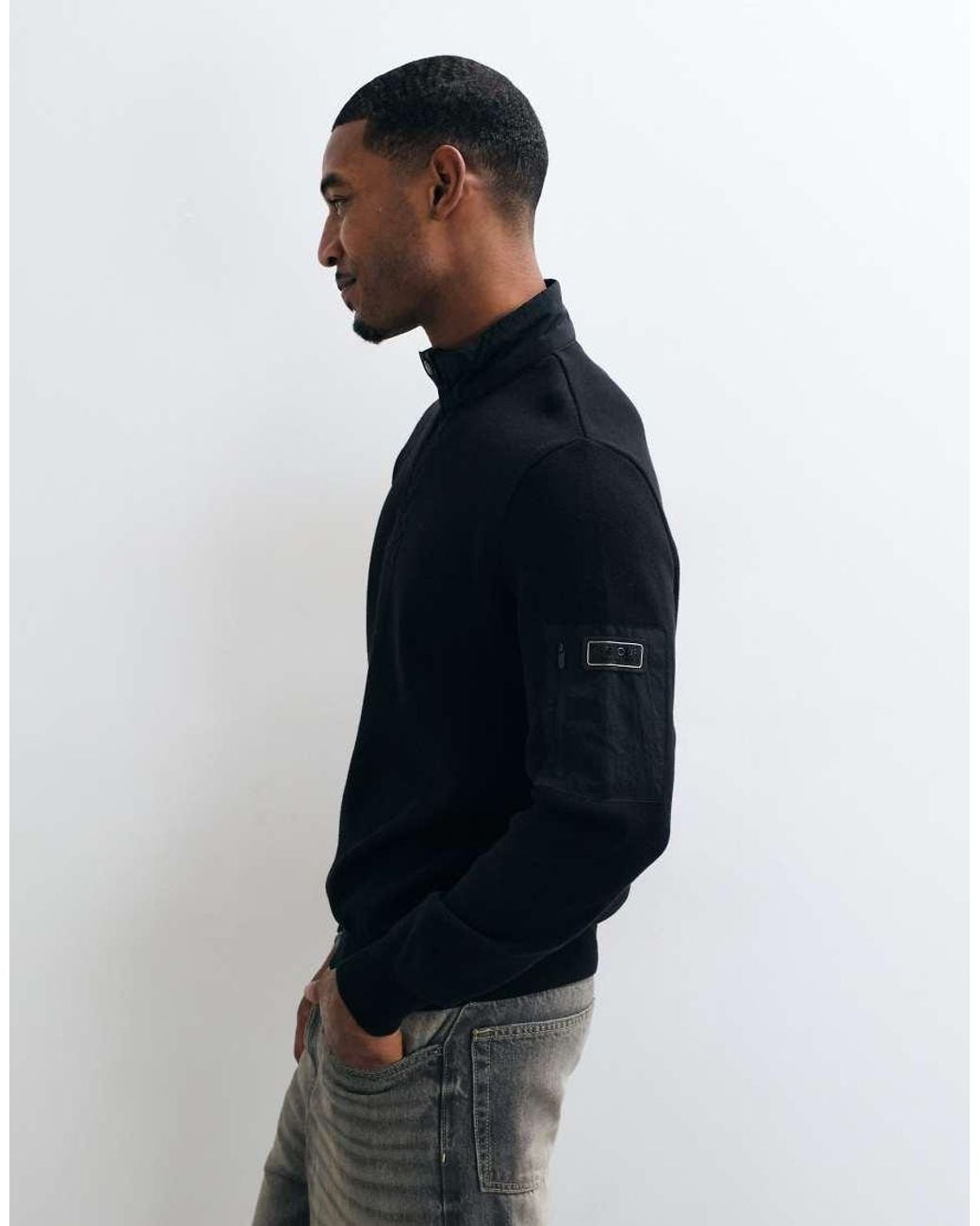 Barbour Blue Half Zip Knitted Jumper for men