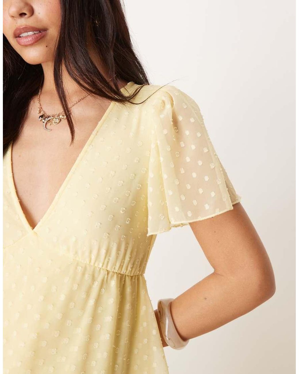 Vila Natural Tiered Dobby Ankle Dress