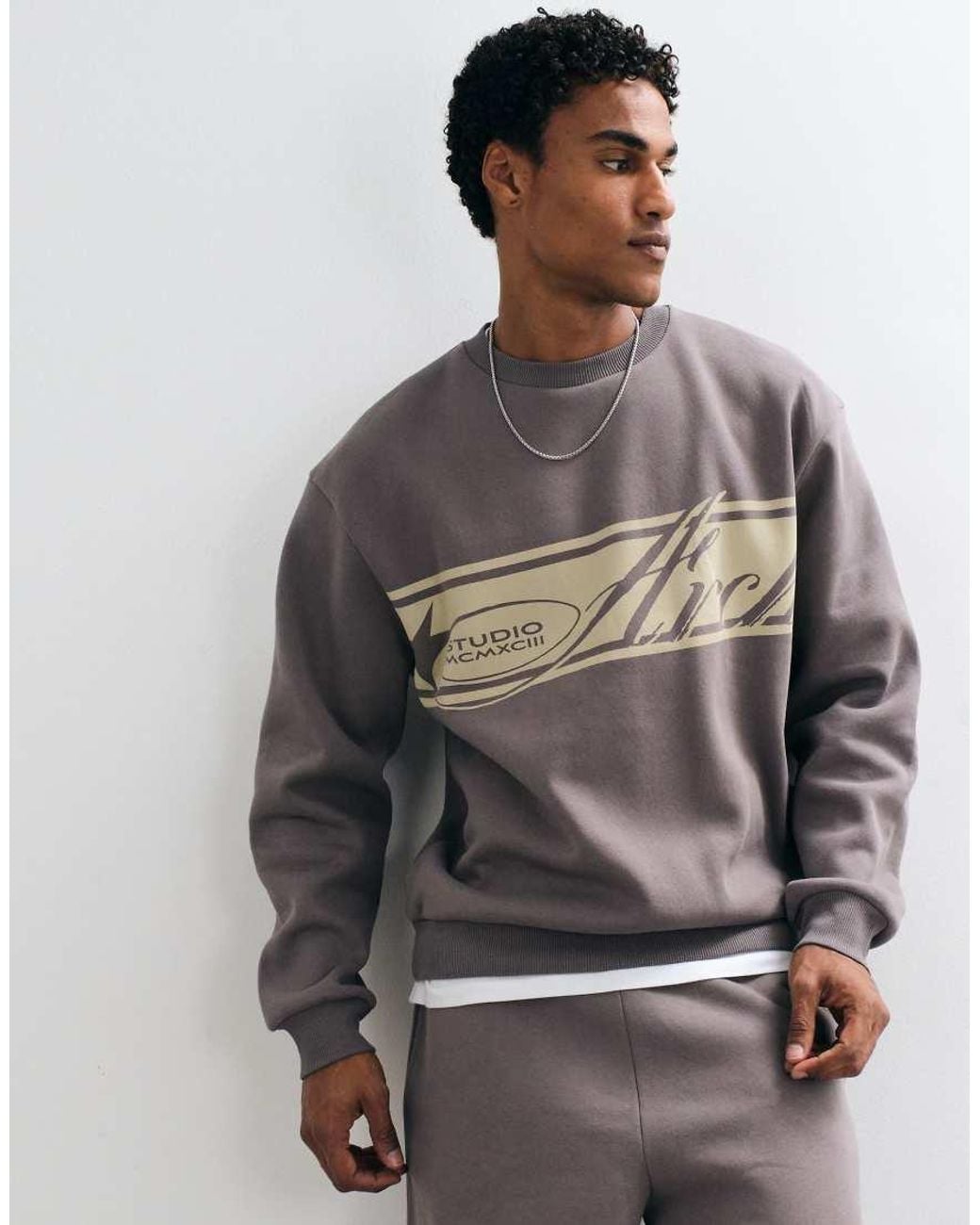 ASOS Gray Relaxed Sweatshirt With Print for men