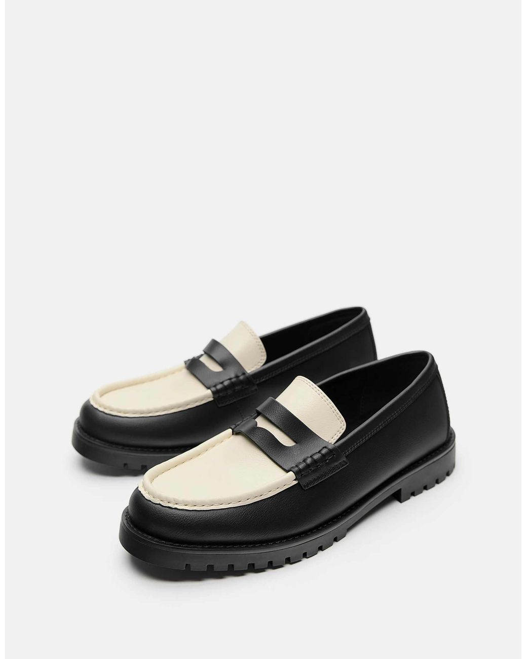Pull&Bear – loafer mit dicker sohle in White für Herren