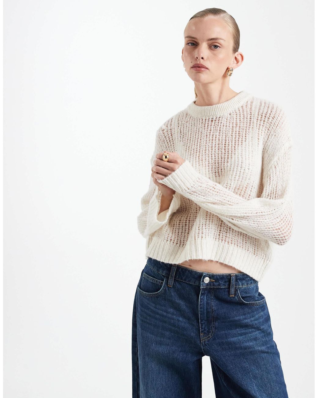 ASOS White – weitmaschiger strickpullover