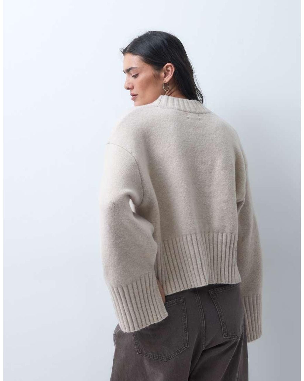 Monki Gray Relaxed Crew Neck Jumper