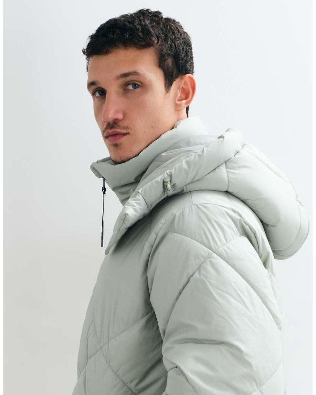 ASOS 4505 Ski & Snow Gray 4505 Ski Water Repellent Diagonal Quilt Puffer Jacket With Hood for men