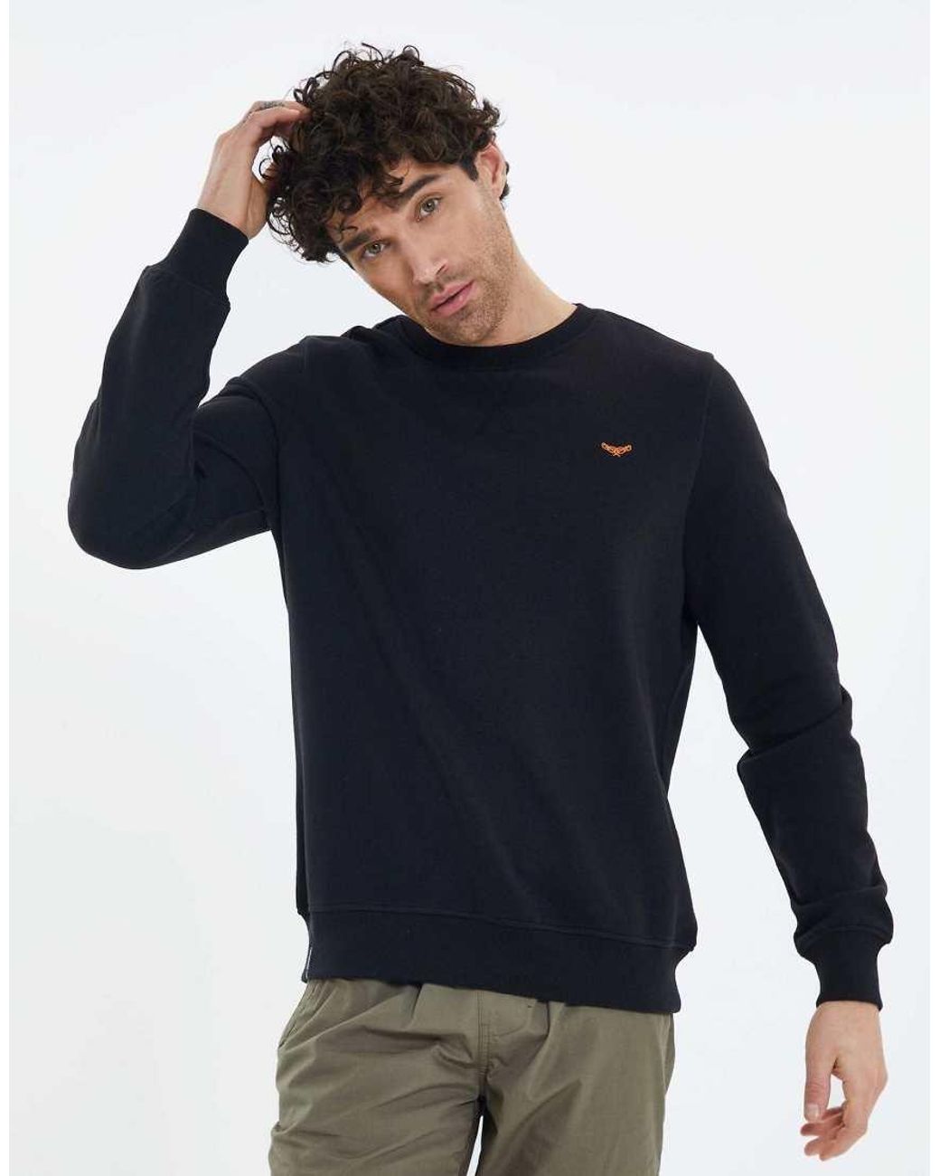 Threadbare Blue Cotton Blend Crew Neck Sweatshirt for men