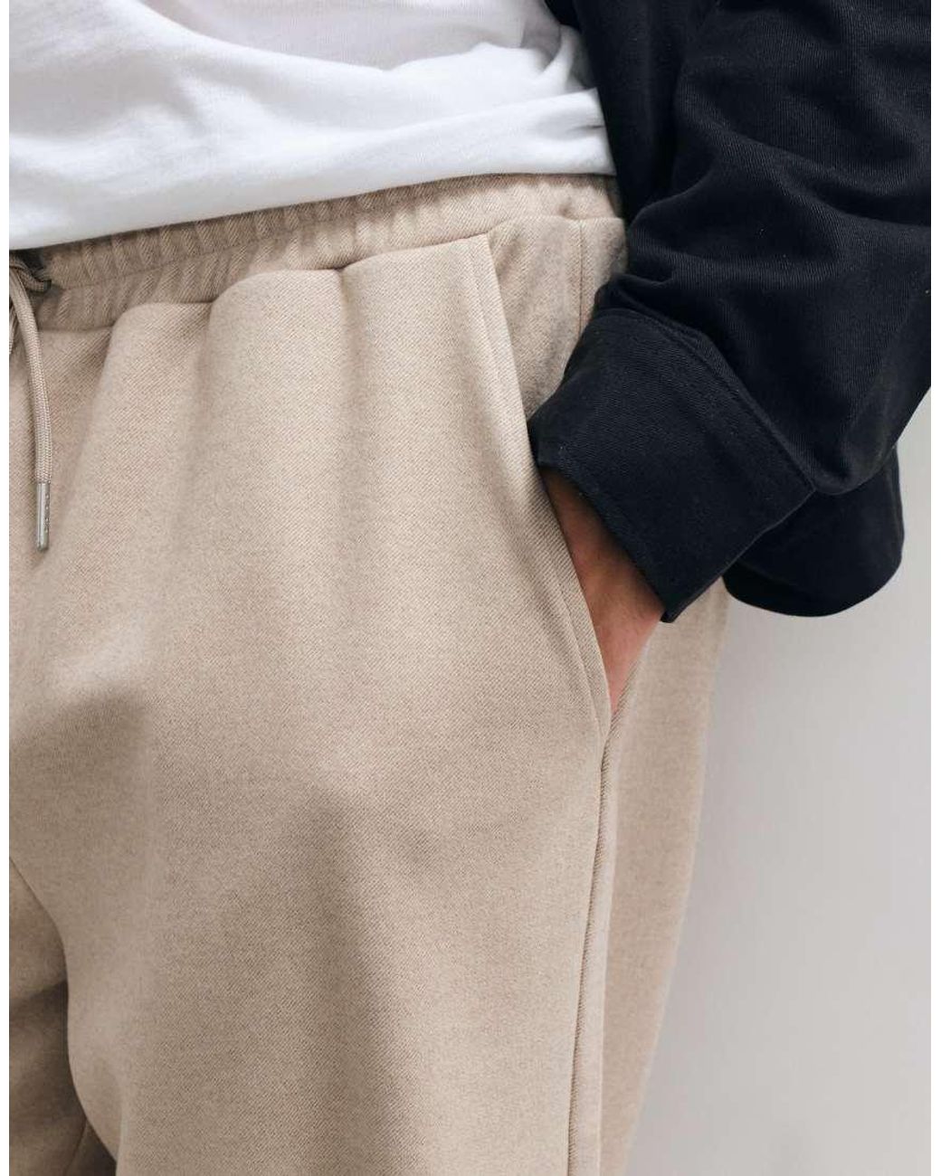 ASOS Natural Wide Leg Cotton Twill joggers for men