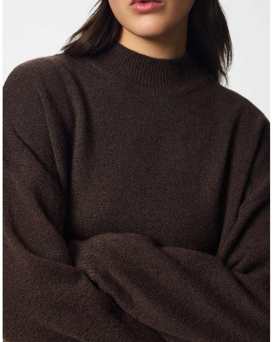 Malou Maglione Lavorato A Maglia Ampio, Girocollo, Con Spalle Scese E Collo Alto di Pieces in Black